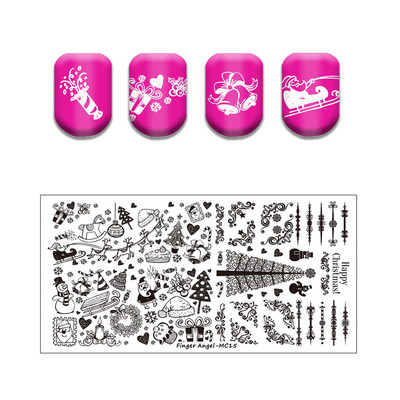 Hópehely cukorka bélyegző tányérok karácsonyfa rénszarvas csengő színű világos rozsdamentes acél köröm tányér sablon gyertya díszdoboz