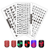 Hot Nail Art bélyegző gót betűstílusú szavak körömbélyegző lemezek vonalas levél stencilkészlet graffiti gyümölcs körömbélyegző lemezhez