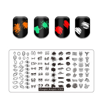 Hot Nail Art Stamping Goth Letter Style Words Nail Stamping Plates Line Leaf Stencil Set for Graffiti Fruit Nail Stamping Plate