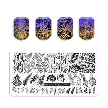 Hot Nail Art Stamping Goth Letter Style Words Nail Stamping Plates Line Leaf Stencil Set for Graffiti Fruit Nail Stamping Plate