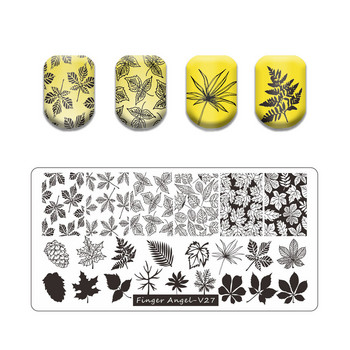 Hot Nail Art Stamping Goth Letter Style Words Nail stamping plates Line Leaf Stencil for graffiti Fruit Nail stamping plate