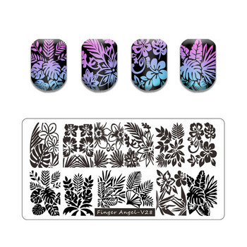 Hot Nail Art Stamping Goth Letter Style Words Nail stamping plates Line Leaf Stencil for graffiti Fruit Nail stamping plate