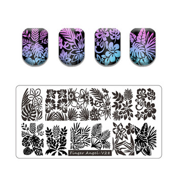 Hot Nail Art Stamping Goth Letter Style Words Nail Stamping Plates Line Leaf Stencil Set for Graffiti Fruit Nail Stamping Plate