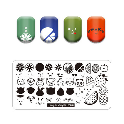 Hot Nail Art bélyegző gót betűstílusú szavak körömbélyegző lemezek vonalas levél stencilkészlet graffiti gyümölcs körömbélyegző lemezhez