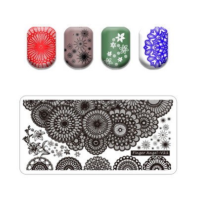 Hot Nail Art bélyegző gót betűstílusú szavak körömbélyegző lemezek vonalas levél stencilkészlet graffiti gyümölcs körömbélyegző lemezhez