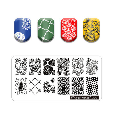 Hot Nail Art bélyegző gót betűstílusú szavak körömbélyegző lemezek vonalas levél stencilkészlet graffiti gyümölcs körömbélyegző lemezhez