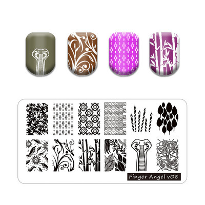 Hot Nail Art bélyegző gót betűstílusú szavak körömbélyegző lemezek vonalas levél stencilkészlet graffiti gyümölcs körömbélyegző lemezhez
