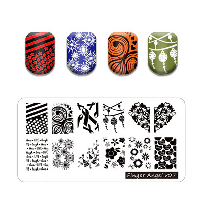 Hot Nail Art bélyegző gót betűstílusú szavak körömbélyegző lemezek vonalas levél stencilkészlet graffiti gyümölcs körömbélyegző lemezhez