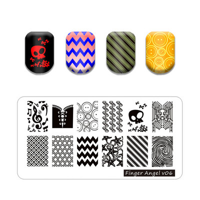 Hot Nail Art bélyegző gót betűstílusú szavak körömbélyegző lemezek vonalas levél stencilkészlet graffiti gyümölcs körömbélyegző lemezhez