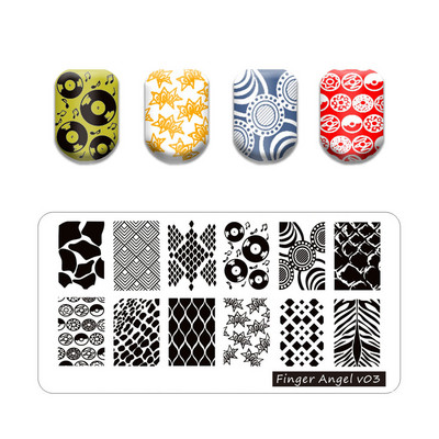 Hot Nail Art bélyegző gót betűstílusú szavak körömbélyegző lemezek vonalas levél stencilkészlet graffiti gyümölcs körömbélyegző lemezhez