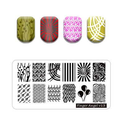 Hot Nail Art bélyegző gót betűstílusú szavak körömbélyegző lemezek vonalas levél stencilkészlet graffiti gyümölcs körömbélyegző lemezhez