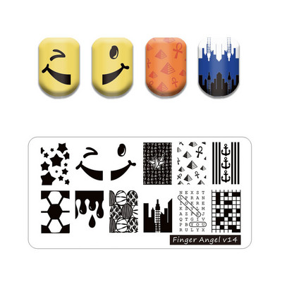 Hot Nail Art bélyegző gót betűstílusú szavak körömbélyegző lemezek vonalas levél stencilkészlet graffiti gyümölcs körömbélyegző lemezhez