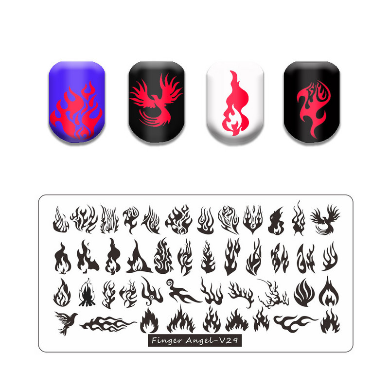 Hot Nail Art bélyegző gót betűstílusú szavak körömbélyegző lemezek vonalas levél stencilkészlet graffiti gyümölcs körömbélyegző lemezhez