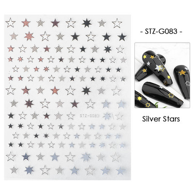 1db Arany ezüst csúszkák 3D körömmatricák Egyenes ívelt bélések Csíkos szalagcsomagolások Geometrikus körömdíszítések BESTZG001-013