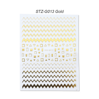 1db Arany ezüst csúszkák 3D körömmatricák Egyenes ívelt bélések Csíkos szalagcsomagolások Geometrikus körömdíszítések BESTZG001-013