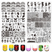 Butterfly rozsdamentes acél körömbélyegző lemezek macska virág levél koponya mintás stencil barkács tinta vonalas körömdíszítés képsablon