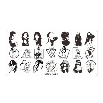 Butterfly rozsdamentes acél körömbélyegző lemezek macska virág levél koponya mintás stencil barkács tinta vonalas körömdíszítés képsablon