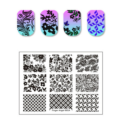 Butterfly rozsdamentes acél körömbélyegző lemezek macska virág levél koponya mintás stencil barkács tinta vonalas körömdíszítés képsablon