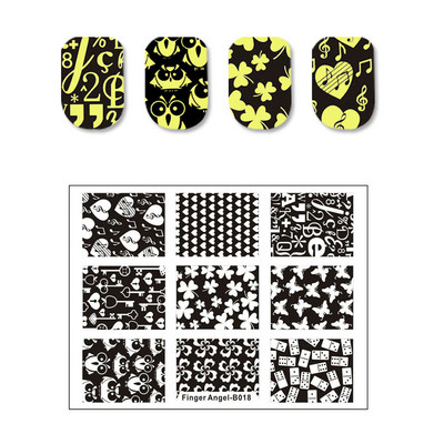 Butterfly rozsdamentes acél körömbélyegző lemezek macska virág levél koponya mintás stencil barkács tinta vonalas körömdíszítés képsablon