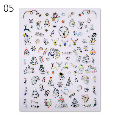 Zelts, sudrabs, baltas sniegpārslas, 3D nagu uzlīmes zaigojošas, pašlīmējošas pārnešanas uzlīmes, manikīrs, mākslas noformējums, slīdnis