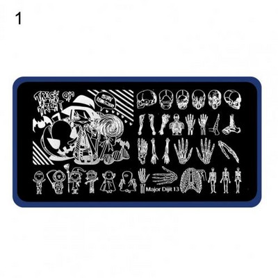 Köröm sablon Különböző minták rozsdaálló rozsdamentes acél Halloween karácsonyi manikűr nyomólap lánynak, virágmintás Sta