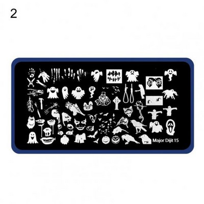 Köröm sablon Különböző minták rozsdaálló rozsdamentes acél Halloween karácsonyi manikűr nyomólap lánynak, virágmintás Sta