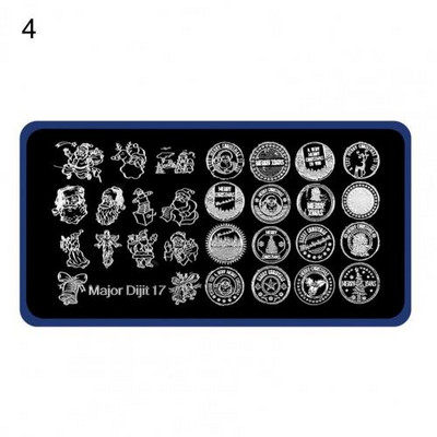 Köröm sablon Különböző minták rozsdaálló rozsdamentes acél Halloween karácsonyi manikűr nyomólap lánynak, virágmintás Sta