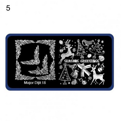 Köröm sablon Különböző minták rozsdaálló rozsdamentes acél Halloween karácsonyi manikűr nyomólap lánynak, virágmintás Sta