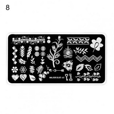 Köröm sablon Különböző minták rozsdaálló rozsdamentes acél Halloween karácsonyi manikűr nyomólap lánynak, virágmintás Sta