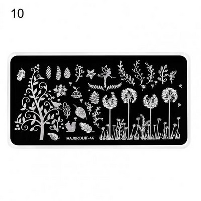 Köröm sablon Különböző minták rozsdaálló rozsdamentes acél Halloween karácsonyi manikűr nyomólap lánynak, virágmintás Sta