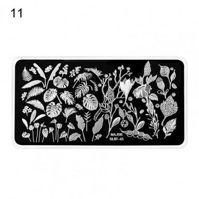 Köröm sablon Különböző minták rozsdaálló rozsdamentes acél Halloween karácsonyi manikűr nyomólap lánynak, virágmintás Sta