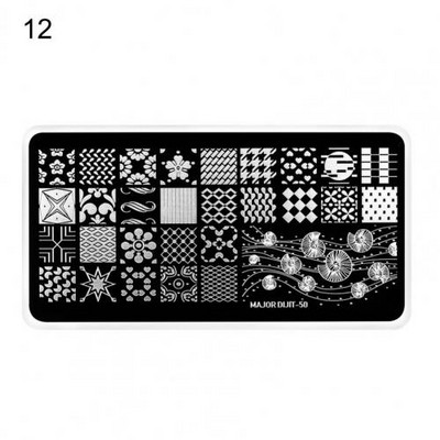 Köröm sablon Különböző minták rozsdaálló rozsdamentes acél Halloween karácsonyi manikűr nyomólap lánynak, virágmintás Sta