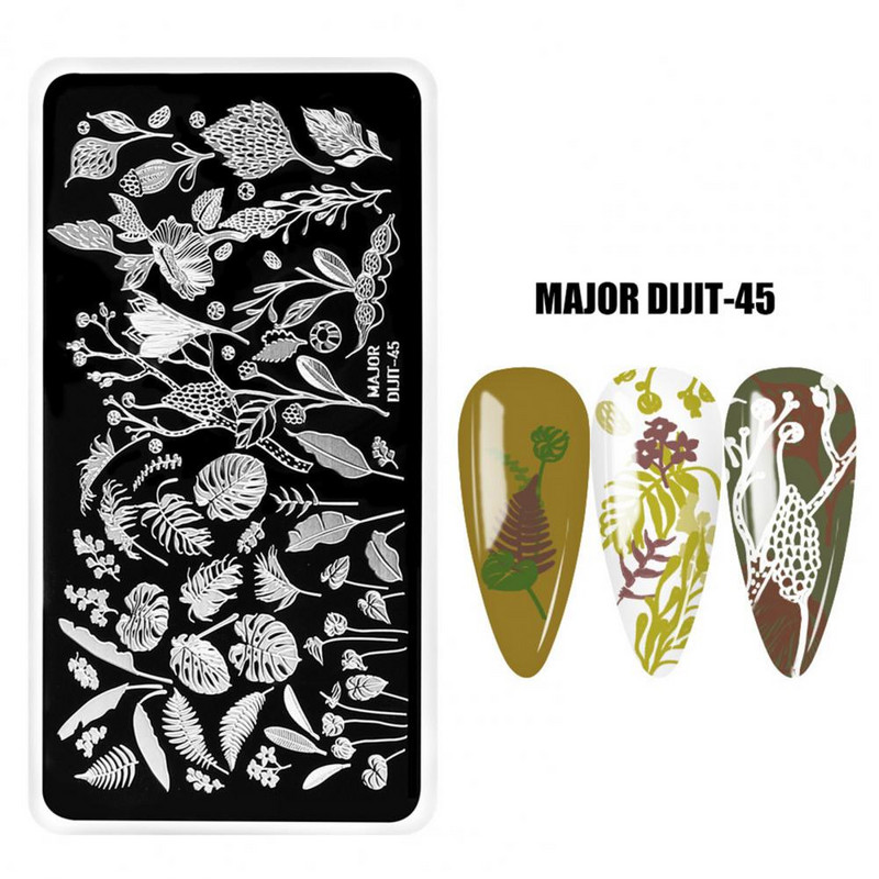 Köröm sablon Különböző minták rozsdaálló rozsdamentes acél Halloween karácsonyi manikűr nyomólap lánynak, virágmintás Sta