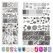 Új levél virág körömbélyegző lemezek állatmintás buborékos körömdíszítő lemez bélyegzősablonok nyomóvonal stencil rozsdamentes acél