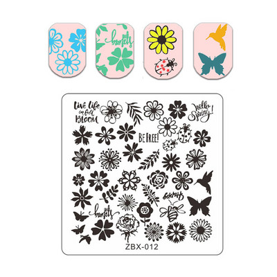 Új levél virág körömbélyegző lemezek állatmintás buborékos körömdíszítő lemez bélyegzősablonok nyomóvonal stencil rozsdamentes acél
