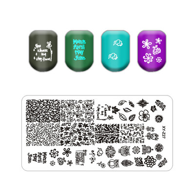 Új levél virág körömbélyegző lemezek állatmintás buborékos körömdíszítő lemez bélyegzősablonok nyomóvonal stencil rozsdamentes acél