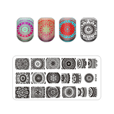 Új levél virág körömbélyegző lemezek állatmintás buborékos körömdíszítő lemez bélyegzősablonok nyomóvonal stencil rozsdamentes acél