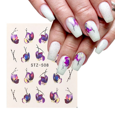 1db Virágos sorozatú matricák körömtervezésre Vízáteresztő matricák Fóliacsomagolások Dekoráció Manikűr barkács csúszka NFA403