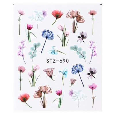 1db Virágos sorozatú matricák körömtervezésre Vízáteresztő matricák Fóliacsomagolások Dekoráció Manikűr barkács csúszka NFA403