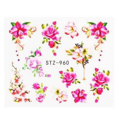 1db Virágos sorozatú matricák körömtervezésre Vízáteresztő matricák Fóliacsomagolások Dekoráció Manikűr barkács csúszka NFA403