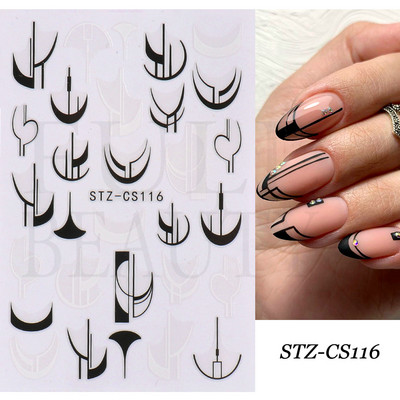 Íves csíkos vonalak 3D köröm matrica arany fehér örvényszalag francia manikűr minimalista csúszka matrica fém köröm design CHSTZCS169