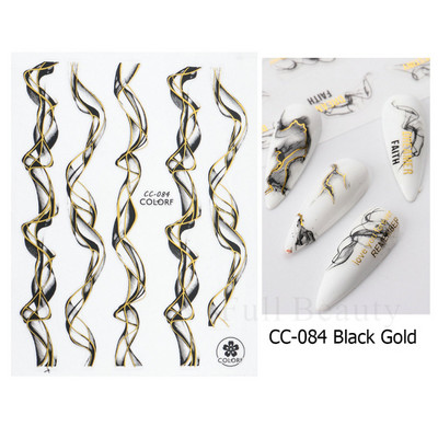 Íves csíkos vonalak 3D köröm matrica arany fehér örvényszalag francia manikűr minimalista csúszka matrica fém köröm design CHSTZCS169