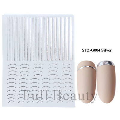 Íves csíkos vonalak 3D köröm matrica arany fehér örvényszalag francia manikűr minimalista csúszka matrica fém köröm design CHSTZCS169