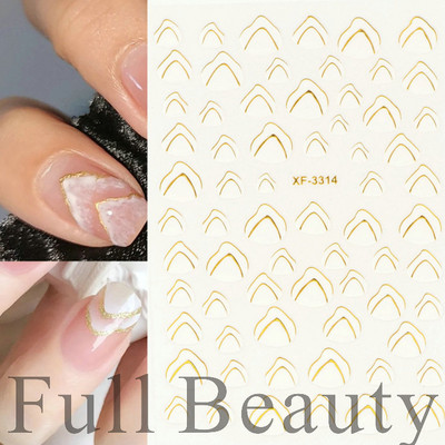 Íves csíkos vonalak 3D köröm matrica arany fehér örvényszalag francia manikűr minimalista csúszka matrica fém köröm design CHSTZCS169