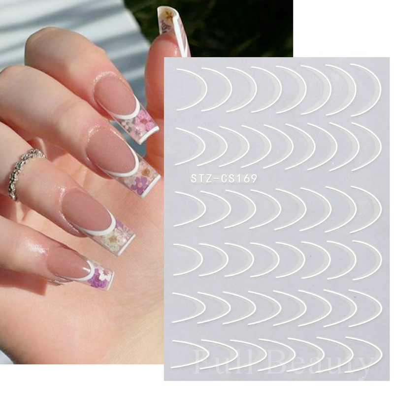 Íves csíkos vonalak 3D köröm matrica arany fehér örvényszalag francia manikűr minimalista csúszka matrica fém köröm design CHSTZCS169