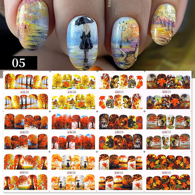 12db Napraforgó Juharlevél Körömmatricák Csúsztatók Manikűrhöz Karácsonyfa Nail Art Vízmatricák Transzferfólia Őszi tippek