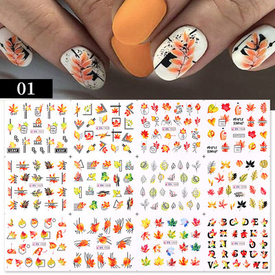 12db Napraforgó Juharlevél Körömmatricák Csúsztatók Manikűrhöz Karácsonyfa Nail Art Vízmatricák Transzferfólia Őszi tippek