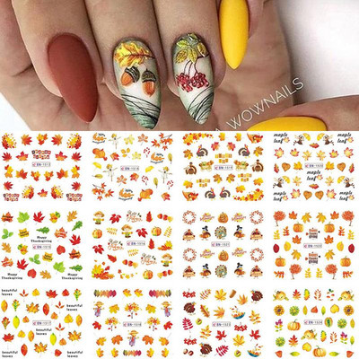 12db Napraforgó Juharlevél Körömmatricák Csúsztatók Manikűrhöz Karácsonyfa Nail Art Vízmatricák Transzferfólia Őszi tippek