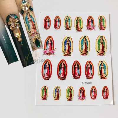 Nail Art Kleebised Liim Virgencita Kleebised Angel Cupid Transfer Kleebised Liugur 3D DIY Näpunäiteid Küünte kunsti kaunistused maniküüri mähis