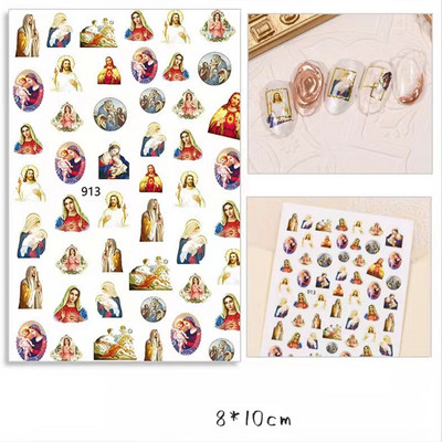 Nail Art Kleebised Liim Virgencita Kleebised Angel Cupid Transfer Kleebised Liugur 3D DIY Näpunäiteid Küünte kunsti kaunistused maniküüri mähis